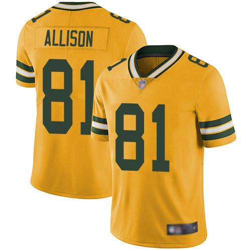 Green Bay Packers Limited Gold Men #81 Allison Geronimo Jersey Nike NFL Rush Vapor Untouchable->nfl t-shirts->Sports Accessory
